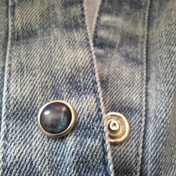 ICHI Denmark DENIM SHIRTDRESS DRESS Sz 36 or SMALL SNAP BUTTONS ** MADE IN INDIA - Picture 4 of 10